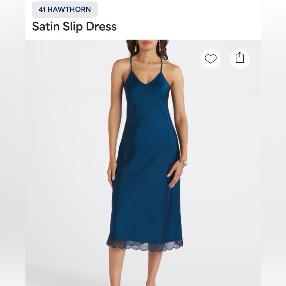 Satin slip dress- navy- 41 Hawthorne - size large